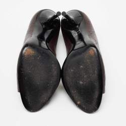 Pre Owned حذاء كعب عالي غوتشي بمقدمة مدببة جلد غوتشيسيما بني غامق مقاس 38.5