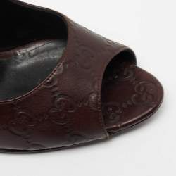 Pre Owned حذا ء كعب عالي غوتشي بمقدمة مدببة جلد غوتشيسيما بني غامق مقاس 38.5