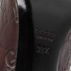 Pre Owned حذاء كعب عالي غوتشي بمقدمة مدببة جلد غوتشيسيما بني غامق مقاس 38.5