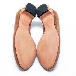 Pre Owned Gucci Brown Suede Spike Ballet Flats Size 36
