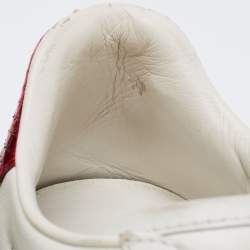 Pre Owned Gucci White Leather Faux Pearl Embellished Ace Sneakers Size 39