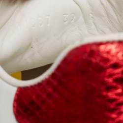 Pre Owned Gucci White Leather Faux Pearl Embellished Ace Sneakers Size 39