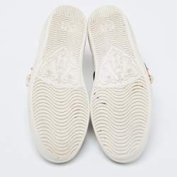 Pre Owned Gucci White Leather Faux Pearl Embellished Ace Sneakers Size 39