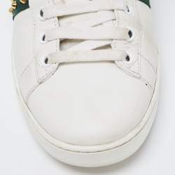 Pre Owned Gucci White Leather Faux Pearl Embellished Ace Sneakers Size 39