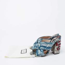 مملوكة مسبقًا Gucci  Multicolor Fabric Snake Embellished Slide Sandals Size 39