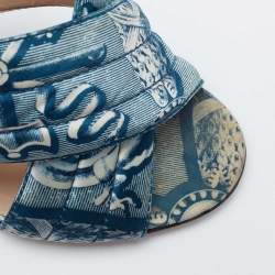 مملوكة مسبقًا Gucci  Multicolor Fabric Snake Embellished Slide Sandals Size 39