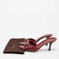 Gucci Dark Red Guccissima Leather Slide Sandals Size 36