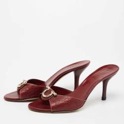 Gucci Dark Red Guccissima Leather Slide Sandals Size 36