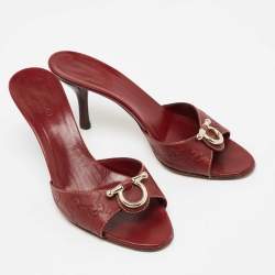 Gucci Dark Red Guccissima Leather Slide Sandals Size 36