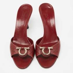 Gucci Dark Red Guccissima Leather Slide Sandals Size 36