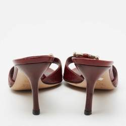Gucci Dark Red Guccissima Leather Slide Sandals Size 36