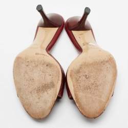Gucci Dark Red Guccissima Leather Slide Sandals Size 36