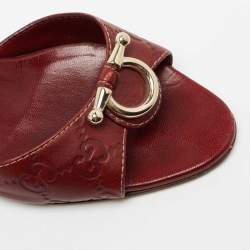 Gucci Dark Red Guccissima Leather Slide Sandals Size 36