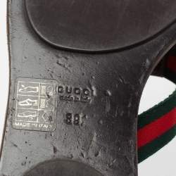 مملوكة مسبقًا Gucci Brown Leather GG Web Thong Sandals Size 39