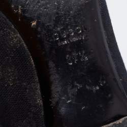 Pre Owned Gucci Blue/Black Canvas And Leather Cap Toe Flats Size 37.5