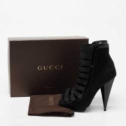 Pre Owned Gucci Black Patent And Suede Olimpia Strappy Ankle  Boot Size 39 