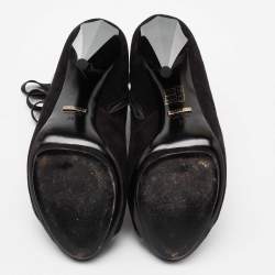 Pre Owned Gucci Black Patent And Suede Olimpia Strappy Ankle  Boot Size 39 