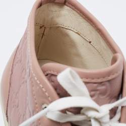 Gucci Pink Guccissima Leather Lace High Top Sneakers Size 37
