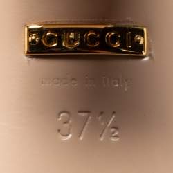 Pre Owned Gucci Black Scalloped Leather Pearl Embellished Willow Block Heel Pumps Size 37.5