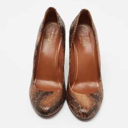 Gucci Brown/Black Python Leather Studded Heel Pumps Size 40