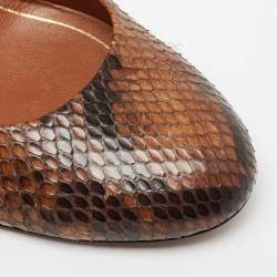 Gucci Brown/Black Python Leather Studded Heel Pumps Size 40