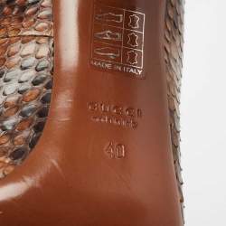 Gucci Brown/Black Python Leather Studded Heel Pumps Size 40