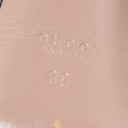 Pre Owned Gucci Green Patent Leather Peep Toe Platform Slingback Pumps Size 39