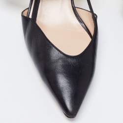 Pre Owned Gucci Black Leather Sylvie Web Strap Bamboo Heel Unia Pumps Size 37