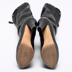 Pre Owned Gucci Black Leather Alexa Platform Knee High Boots Size 37.5