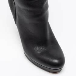 Pre Owned Gucci Black Leather Alexa Platform Knee High Boots Size 37.5