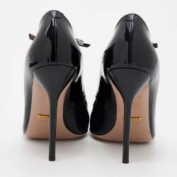 Pre Owned Gucci Black Patent Leather Beverly T-Strap Pumps Size 38