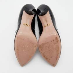 Pre Owned Gucci Black Patent Leather Beverly T-Strap Pumps Size 38