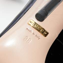 Pre Owned Gucci Black Patent Leather Beverly T-Strap Pumps Size 38