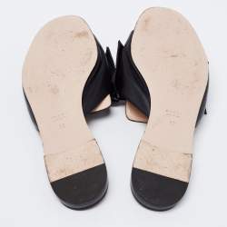 مملوكة مسبقًا صندل فلات غوتشي جلد أسود مزخرف نحلة مقاس 39