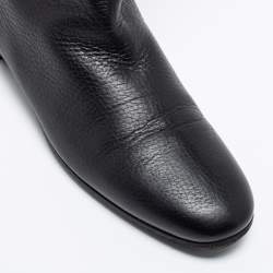 Pre Owned Gucci Black Leather Sachalin Interlocking Double G Riding Boots Size 37.5 