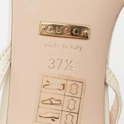 Gucci White Leather Horsebit Ketty Ankle Strap Sandals Size 37.5