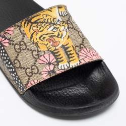 Pre Owned صندل سلايد غوتشي كانفاس سوبريم نمر بينغال جي جي أسود مقاس 38