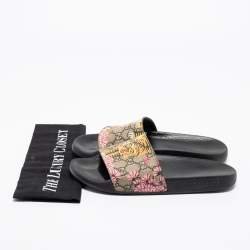 Pre Owned صندل سلايد غوتشي كانفاس سوبريم نمر بينغال جي جي أسود مقاس 38