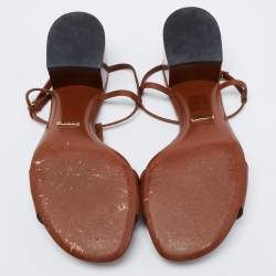 Pre Owned صندل غوتشي هورسبيت  جلد بني بسير حرف تي مقاس 39