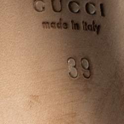 Pre Owned Gucci Blue Turquoise Leather Horsebit Block Heel Ankle-Strap Sandals Size 39