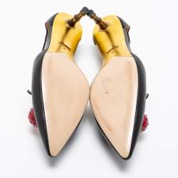 مملوكة مسبقًا Gucci Black Leather Unia Cherry Bamboo Heel Pointed Toe Pump Size 36