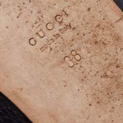 Pre Owned Gucci Black Leather GG Interlocking Bow Ballet Flats Size 38