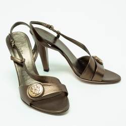 Pre Owned Gucci Metallic Green Hysteria Slingback Sandals Size 39