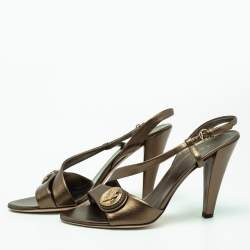 Pre Owned Gucci Metallic Green Hysteria Slingback Sandals Size 39