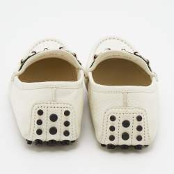 Pre Owned Gucci White Leather Web Horsebit Slip On Loafers Size 36.5