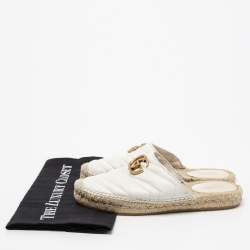Gucci White Leather GG Marmont Espadrilles Mules Size 35.5