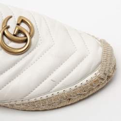 Gucci White Leather GG Marmont Espadrilles Mules Size 35.5