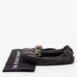 Gucci Black Leather Bamboo Horsebit Loafers Size 36.5