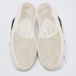 Pre Owned حذاء رياضي غوتشي أيس جلد أبيض عنق منخفض مقاس 36.5