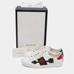 Pre Owned حذاء رياضي غوتشي أيس جلد أبيض عنق منخفض مقاس 36.5